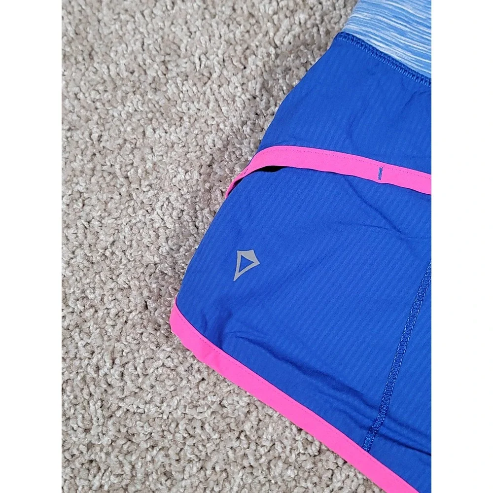 Ivivva by Lululemon Speedy Shorts Size 12 Blue Lined Zipper Pocket Gym Stretch